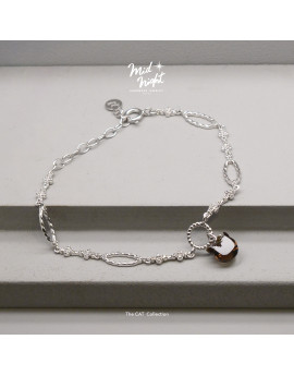 Limited Collection-Smoky Quartz Cat Antique Bracelet