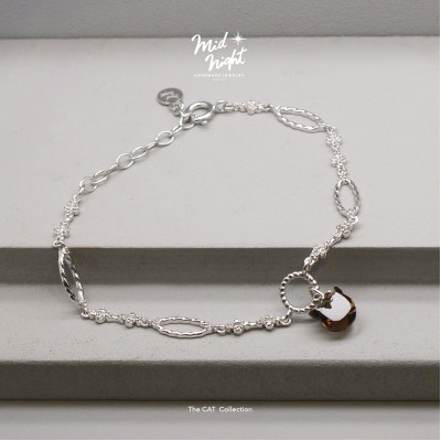 Limited Collection-Smoky Quartz Cat Antique Bracelet