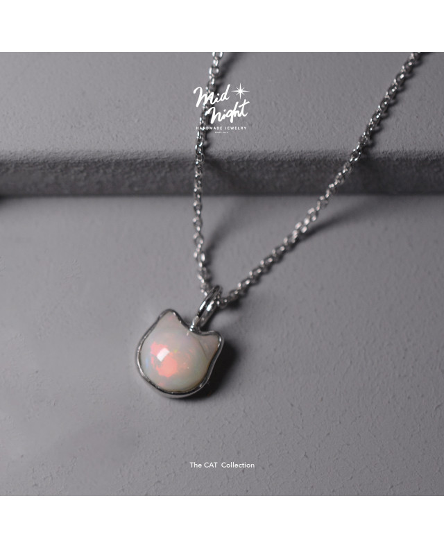 Limited Collection-Bezel Cat Opal Necklace