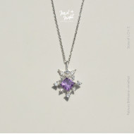 February Birthstone-Amethyst Stamp of Light Necklace