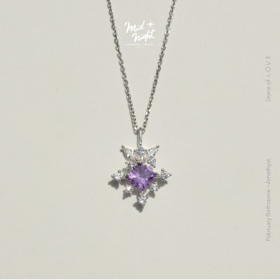 February Birthstone-Amethyst Stamp of Light Necklace