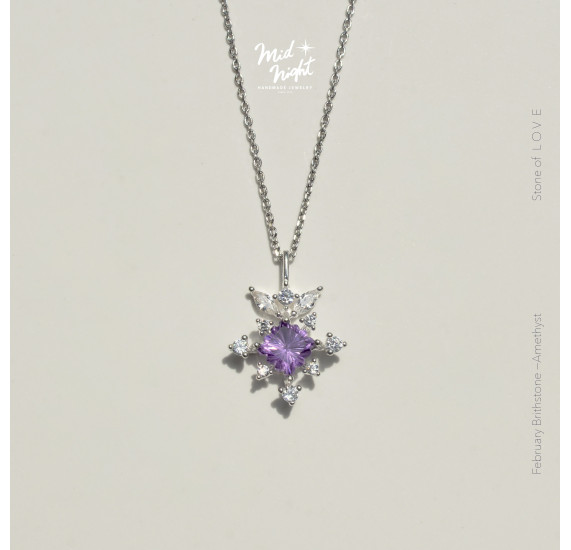 February Birthstone-Amethyst Stamp of Light Necklace