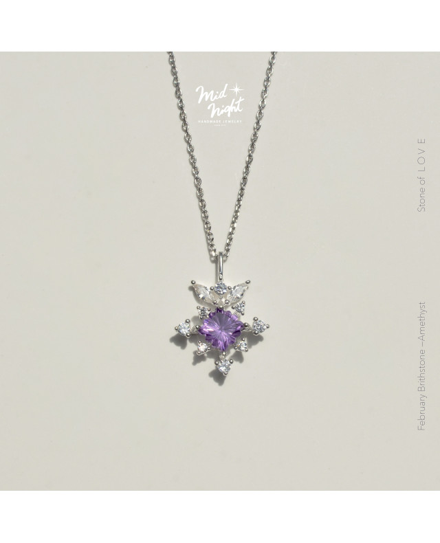 February Birthstone-Amethyst Stamp of Light Necklace