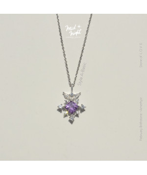 February Birthstone-Amethyst Stamp of Light Necklace
