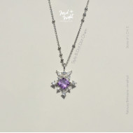 February Birthstone-Amethyst Stamp of Light Necklace