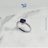 February Birthstone-Amethyst Happy Heart Ring