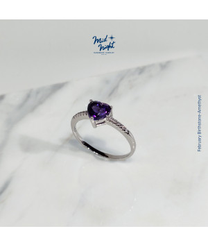 February Birthstone-Amethyst Happy Heart Ring