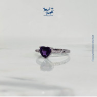 February Birthstone-Amethyst Happy Heart Ring