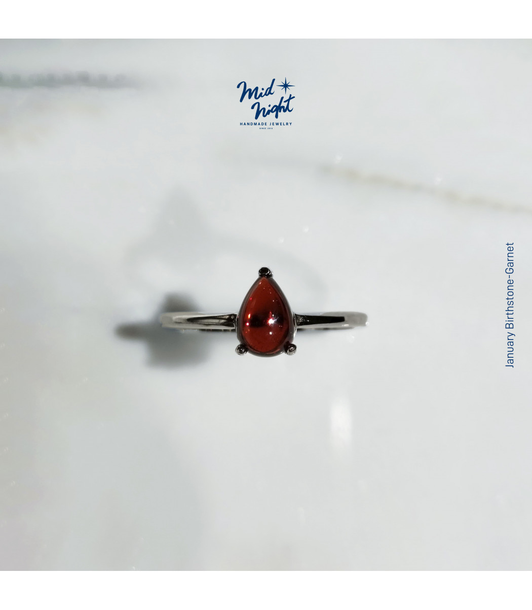 January Birthstone-Garnet Droplet Ring