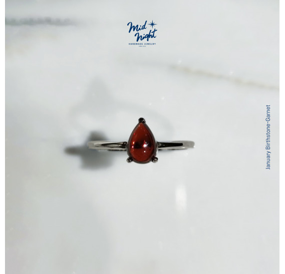 January Birthstone-Garnet Droplet Ring