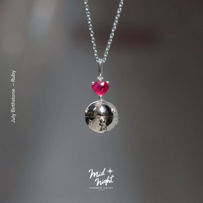 July Birthstone-Ruby Heart Treasure box Necklace