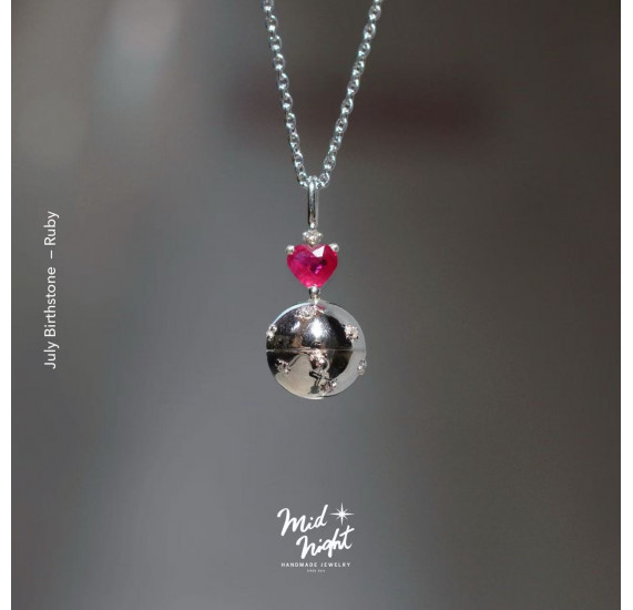 July Birthstone-Ruby Heart Treasure box Necklace