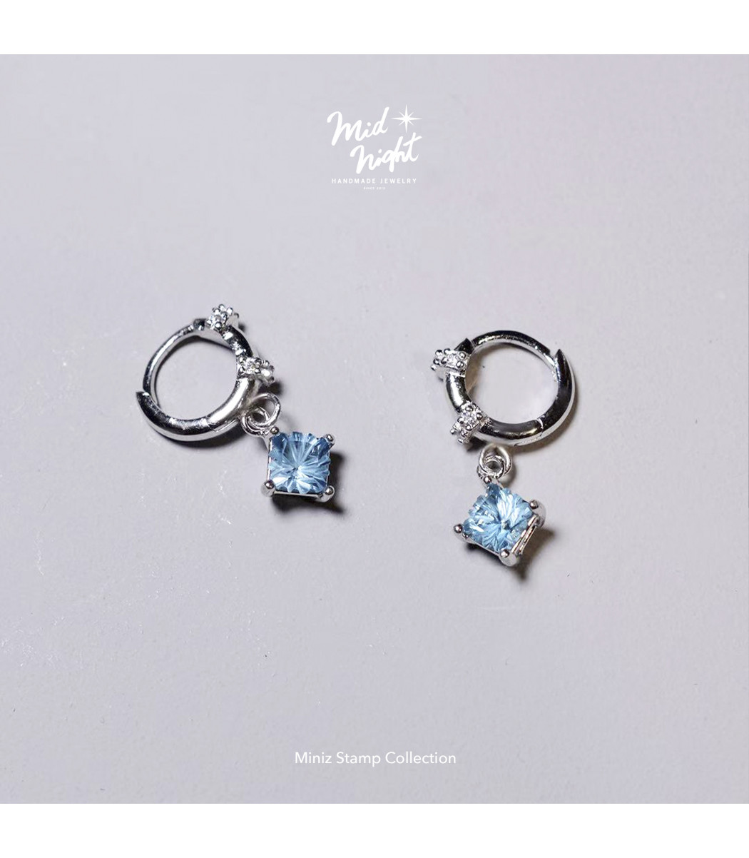 Chapter Thirteen-Blue Miniz Stamp Loop Earrings Chapter Thirteen-Blue Miniz Stamp Loop Earrings