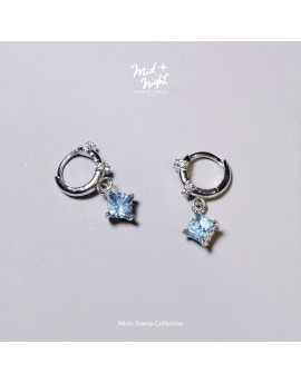 Chapter Thirteen-Blue Miniz Stamp Loop Earrings
