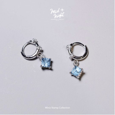 Chapter Thirteen-Blue Miniz Stamp Loop Earrings