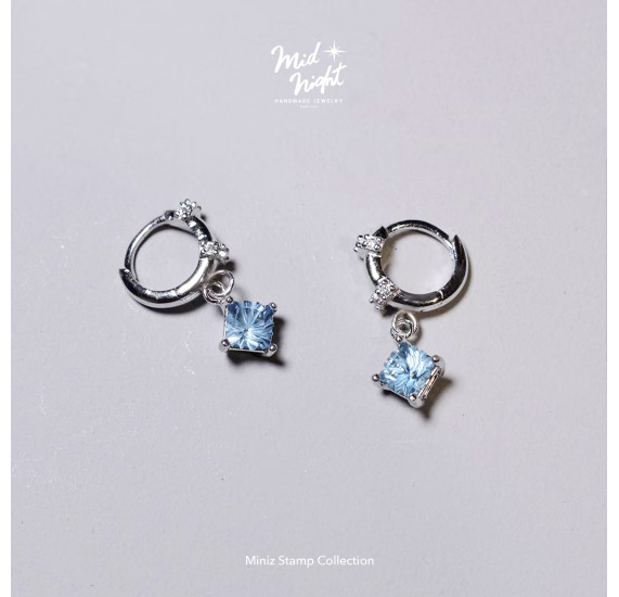 Chapter Thirteen-Blue Miniz Stamp Loop Earrings Chapter Thirteen-Blue Miniz Stamp Loop Earrings