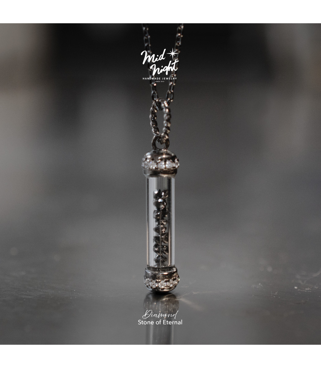 April Birthstone-Black Diamond Stardusts Vial Necklace