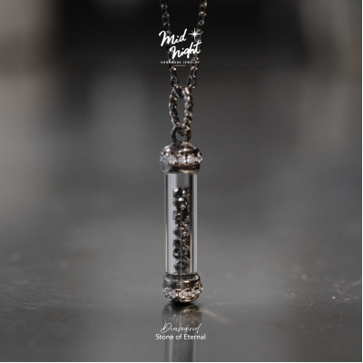 April Birthstone-Black Diamond Stardusts Vial Necklace