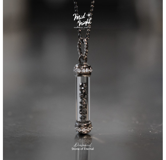 April Birthstone-Black Diamond Stardusts Vial Necklace