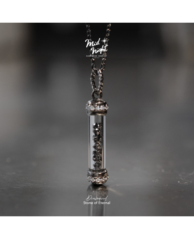 April Birthstone-Black Diamond Stardusts Vial Necklace