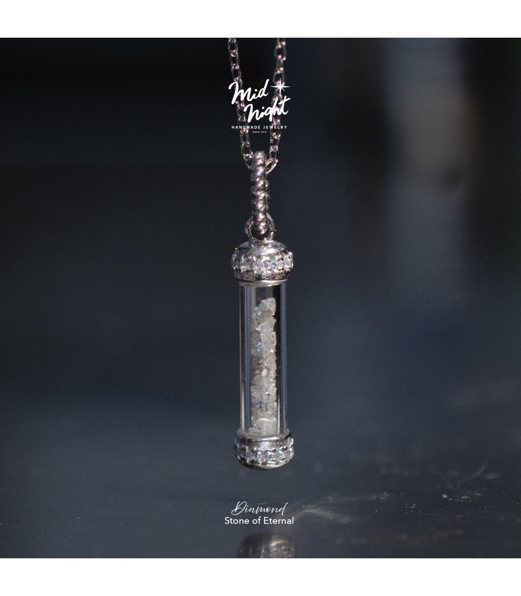 April Birthstone-Grey Diamond Stardusts Vial Necklace April Birthstone-Grey Diamond Stardusts Vial Necklace