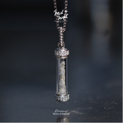 April Birthstone-Grey Diamond Stardusts Vial Necklace