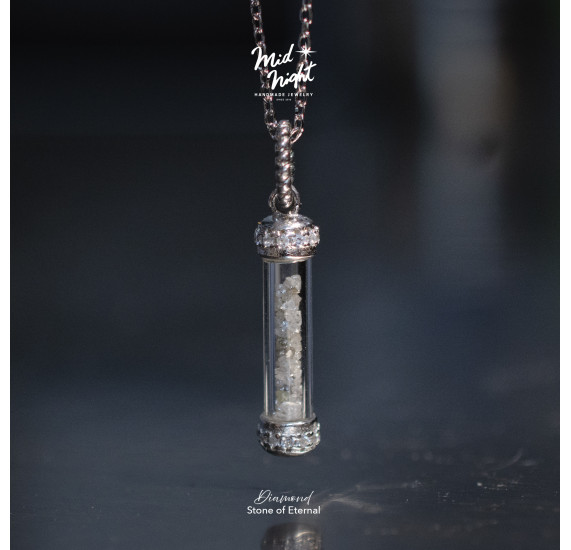 April Birthstone-Grey Diamond Stardusts Vial Necklace April Birthstone-Grey Diamond Stardusts Vial Necklace