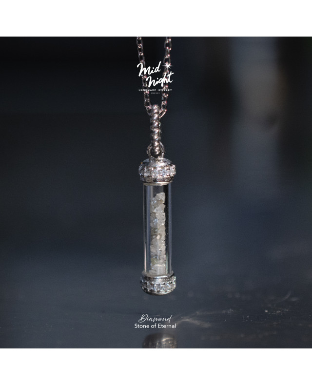 April Birthstone-Grey Diamond Stardusts Vial Necklace