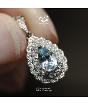 March Birthstone-Aquamarine Pavé Teardrop Necklace March Birthstone-Aquamarine Pavé Teardrop Necklace