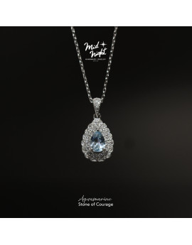 March Birthstone-Aquamarine Pavé Teardrop Necklace