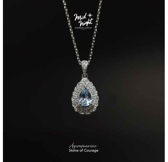 March Birthstone-Aquamarine Pavé Teardrop Necklace March Birthstone-Aquamarine Pavé Teardrop Necklace